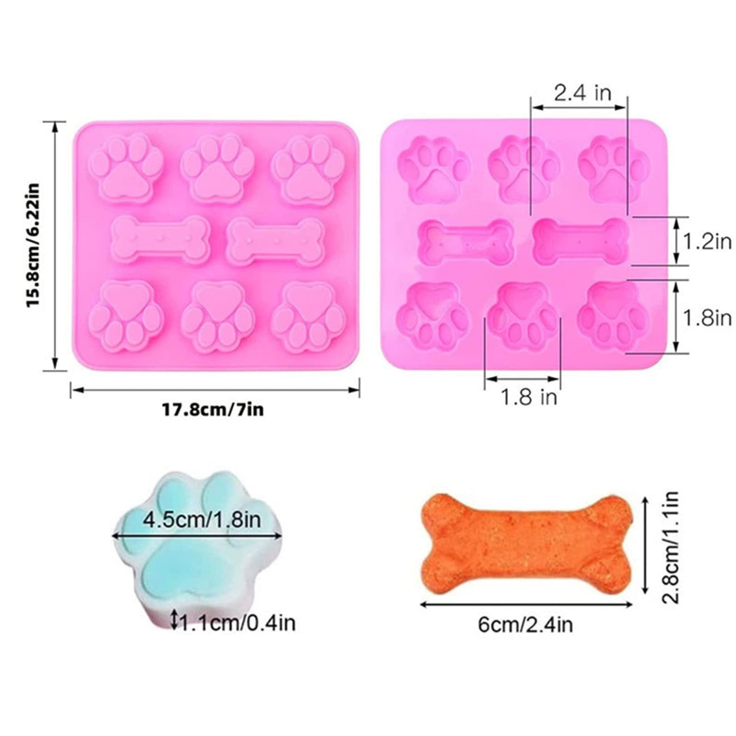 Puppy paw bone silicone mold